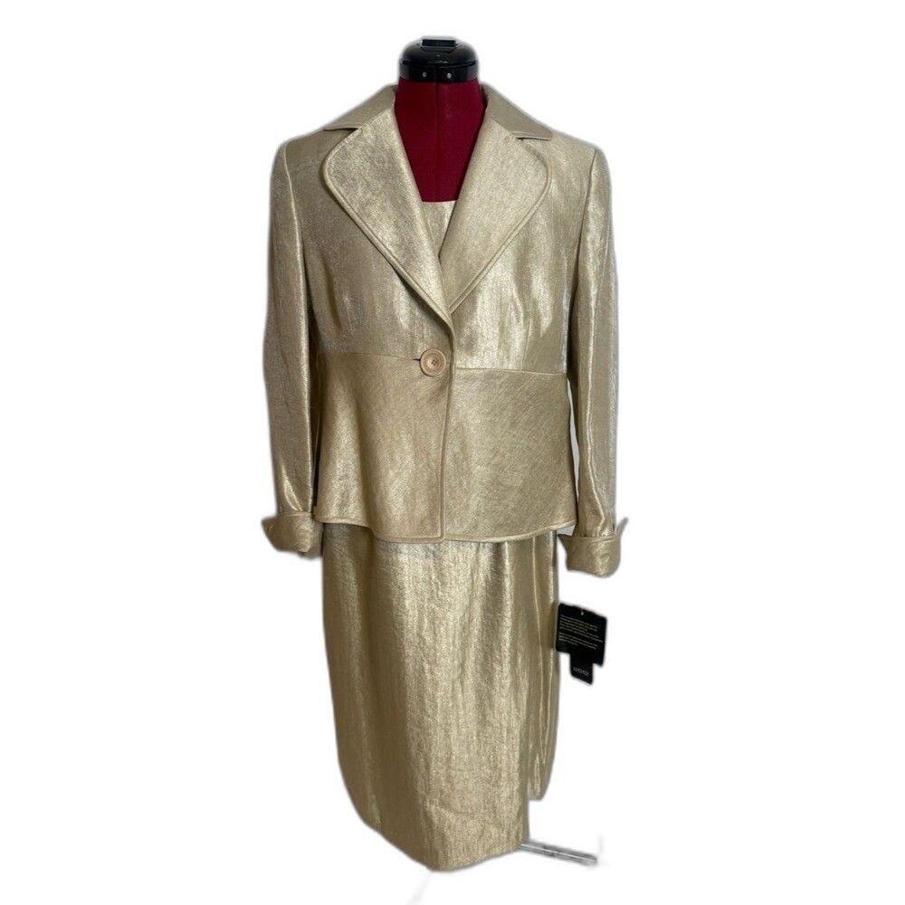 NWT Kasper Jacket Dress Women's Size 12 Gold 2-Piece Set Blazer & Dress